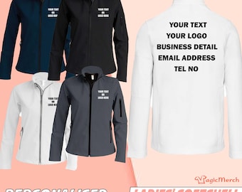Printed Kariban Ladies Soft Shell Personalised Text Logo Gym Workwear Casual Jacket Gifts