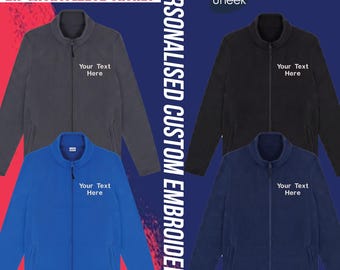 Personalised Workwear Microfleece Jacket Embroidered Full Zip Lightweight Unisex Uniform Fleece Custom Text Logo Coat Casual Wear