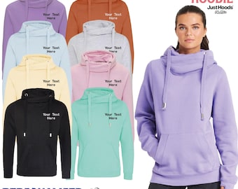 Personalised Embroidered Just Hoods AWDis Cross Neck Hoodie Unisex Your Text Top Gym Fitness Training Event