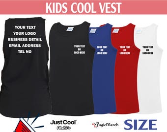 Custom Printed Your Text/Logo Just Cool AWDis Kids Cool Vest Unisex 100% Polyester Top Casual Running