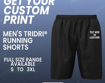 Personalisierte TriDri Herren Lauf- und Trainingsshorts mit Aufdruck für Sommer, Fitness, Fußball, Yoga, Yoga und mehr.