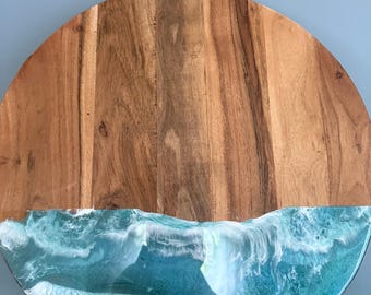 Resin ocean waves charcuterie board