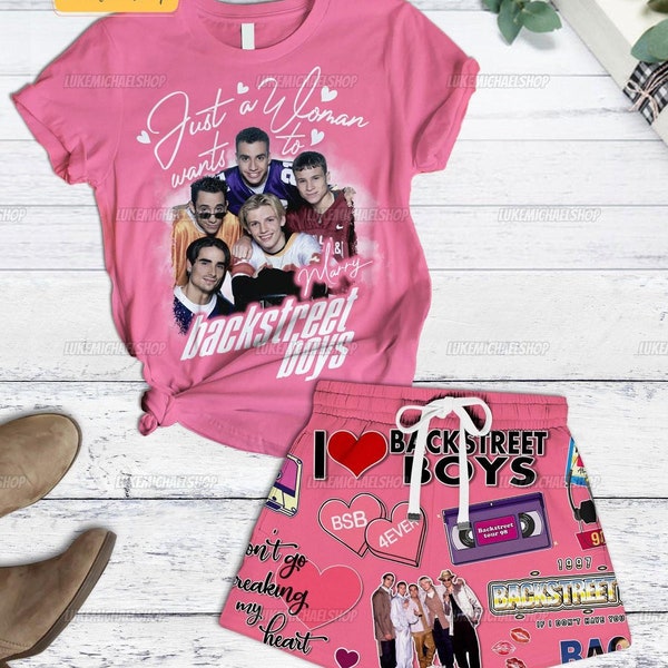 Backstreet Boys Band Shirt Short Set, Boy Band Music Pajamas, Bring Memory Back Street Men Women Pjs, BSB Rock Band Midnight Shirt