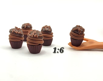 Chocolate Lover Cupcake, 1 Piece, 1:6 Bakery Pastry, Miniature Handmade Fake Bake Clay Dessert, Mini Celebration Cake With Sprinkles