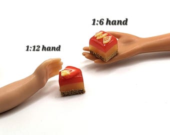 Strawberry Lemonade Square, 1 Piece, Miniature Faux Fruit, Fake Gelatin, 1:12 Lemon, 1/6 Doll Food, Realistic Mini Food, Doll Confections