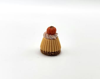 Mini Pumpkin Cheesecake, 1 Piece, Autumn Bakery Items For Dolls, 1:6 Thanksgiving Dessert, Fall Theme Miniature Food, Fake Bake Tiny Cake