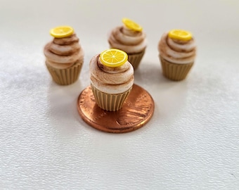 Lemon Meringue Cupcake, 1 Piece, Mini Bake Shop, Dollhouse Desserts, Micro Food Sculture, Faux Sweet Treats, Mini Lemons, 1/6 scale Food