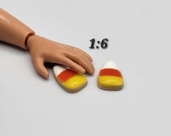 Mini Candy Corn Cookies, 2 Pack, 1:6 Dollhouse Fall Faux Foods, Tiny Realistic Halloween Theme Bakery Pastry, Spooky Season Party Dessert,