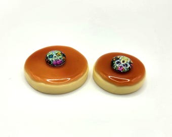DOTD Flan, 1:6 Créme Caramel Faux Pastry, Sweetened Milk Custard Tart, Pastelería Prop Food With Sugar Skull, Fake Clay Pan Dulce Miniature
