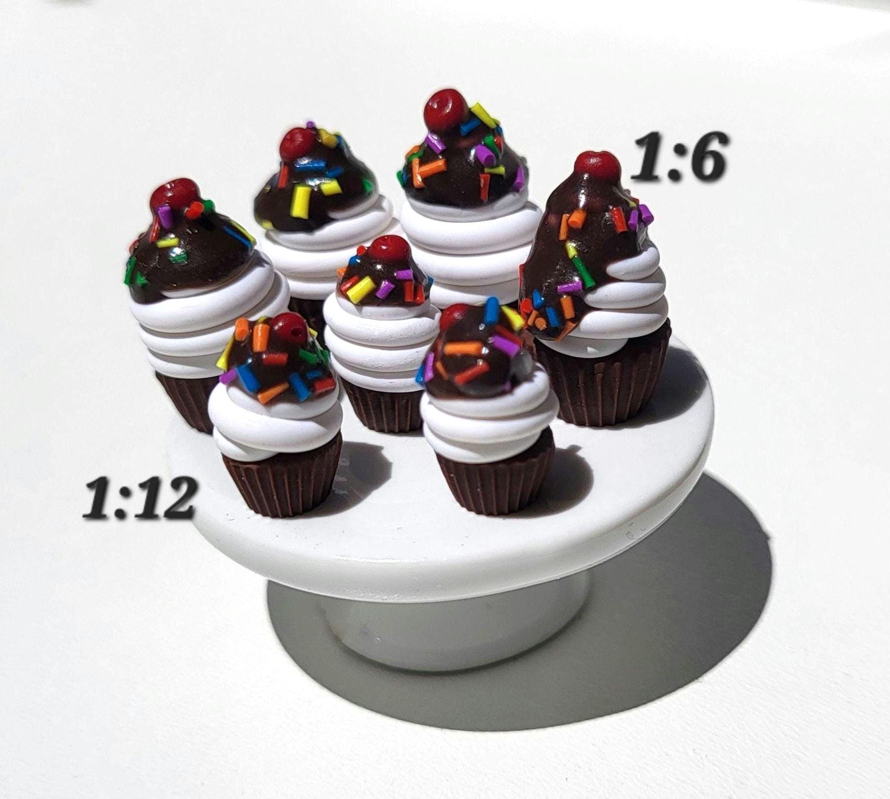 Fudge Sundae Cupcake, 1:6 Miniature Dessert Pastry, 112 Mini Dolls ...