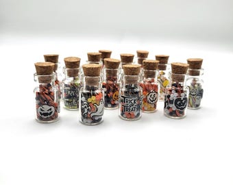 Halloween Candy Cane Jar, Miniature Trick or Treat Accessory, 1:12 Spooky Season Kitchen Pantry and Apothecary Decor, 1/6 Clay Food Prop
