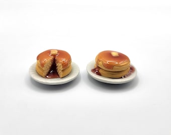 1:6 Pancake Stack With Faux Syrup and Butter, Dollhouse Miniature Realistic Breakfast Food, Mini Brunch Table Setting, 1/6 Restaurant Prop