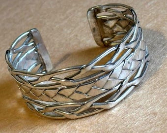 Hand crafted Vintage Wide Sterling Silver Cuff Bracelet