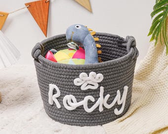 Personalized Dog Toy Basket, Custom Pet Toy Baseket, Dog Toy Storage Basket, Pet Name Gift Toy, New Puppy Gift, Pet Toy Storage for Dog Cat