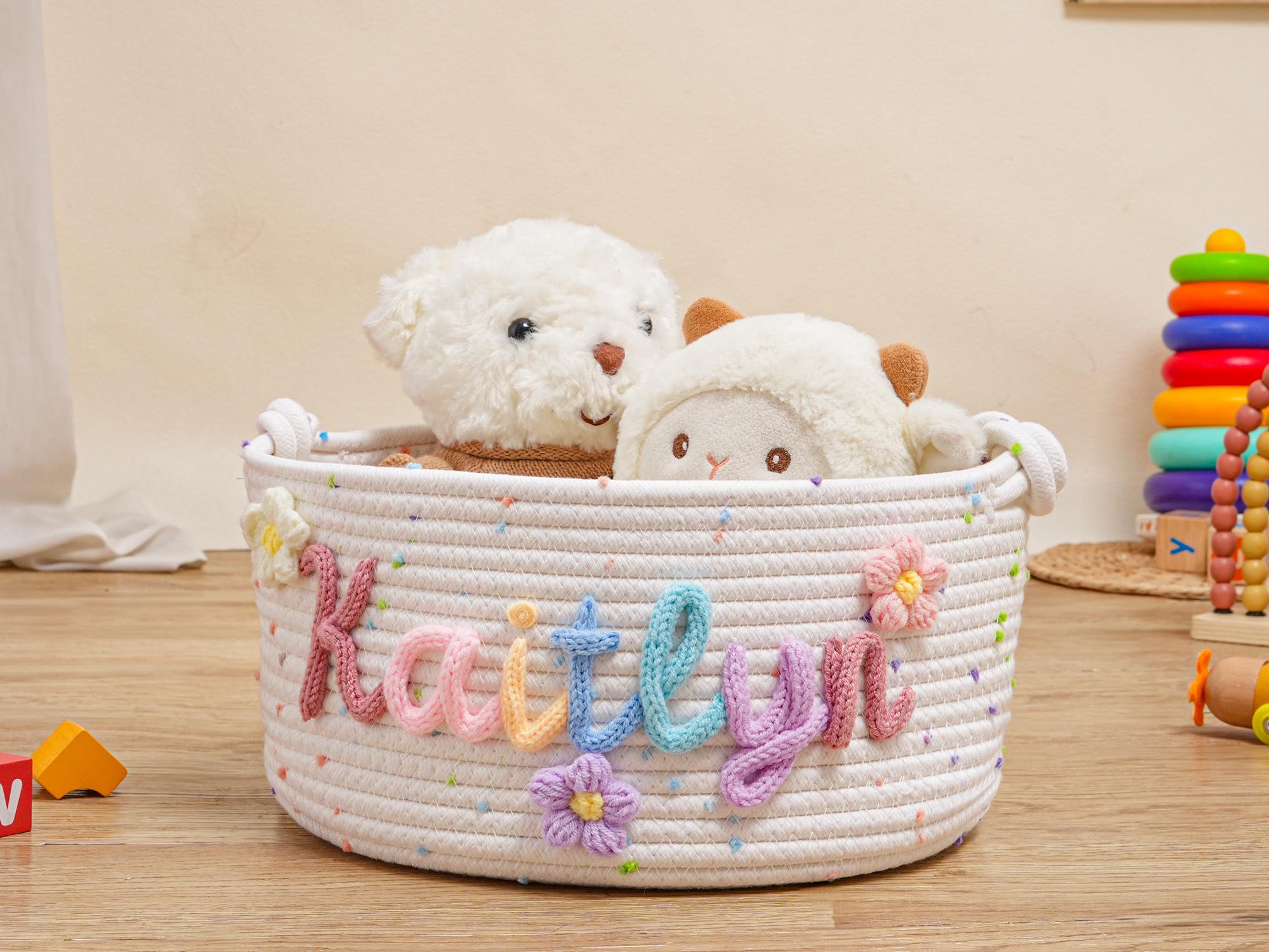 Paniers de rangement en corde de coton pour jouets et objets divers Paniers de rangement en corde de coton pour jouets et objets divers