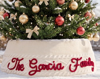 Personalized Christmas Tree Skirt,Custom Family Name Tree Collar,Christmas Decorations