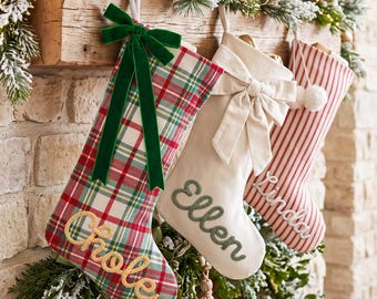 Personalized Linen Christmas Stocking,Family 3D Name Stocking,Holiday Decor