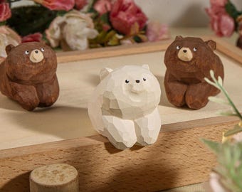 黒クマの木製置物｜手彫りのミニ野生動物彫刻装飾 - Etsy 日本
