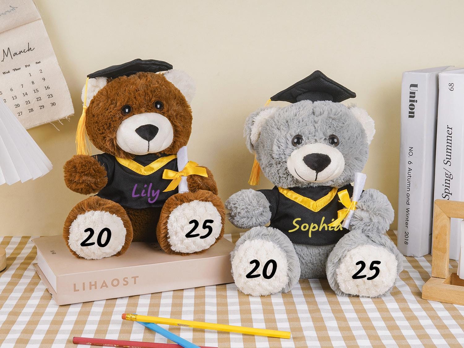 Plüschbär mit Doktorhut, Individueller Abiturbär 2025, Abiturgeschenk, Abiturgeschenk, Vorschulabschlussgeschenk, Geschenk für Absolventen