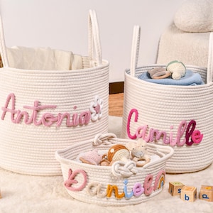 Benutzerdefinierte Baby Name Korb, personalisierte Spielzeug Korb, Geschenke für Baby, Katzenspielzeug Korb, Kinderzimmer Dekor, handgemachte Babypartygeschenk, Neugeborenen Geschenk, Kinder Geschenk