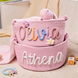 Personalisierter Babykorb,Seil Baumwolle Baby Geschenkkorb,Benutzerdefinierter Baby Name Korb,Handgemachtes Babypartygeschenk,Neugeborenen Geschenk,Kinderzimmer Geschenk,Spielzeugkorb