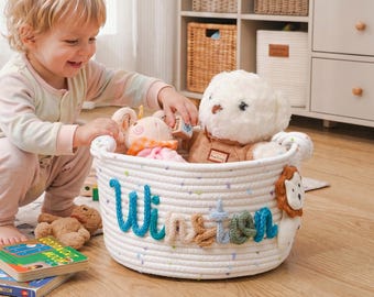 Personalized Baby Basket,Baby Shower Gift Basket,Custom Handmade Basket,Custom Handmade Basket,Baby Name Gift,Toy Basket,Toy Organizer