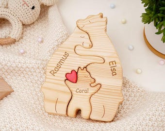Custom Family Bear Puzzle,Wooden Bear Family Puzzle,Father's Day Bear,Father's Day Gift,Gift for Parents,Unique Home Decor,Christmas Gifts