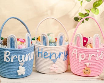 Personalized Easter Basket for Kids, Custom Name Easter Bunny Basket, Baby Name Basket, Easter Egg Hunt Basket, Easter Bunny Bucket