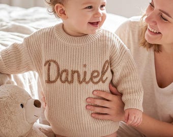 Individuell handbestickte Babypullover aus Baumwolle, Geschenkidee für Kleinkinder