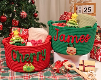 Personalized Baby Shower Gift Basket, Christmas Gift Basket, Christmas Gift Bag, Kids Christmas Eve Basket, Storage Basket, Gift for Baby