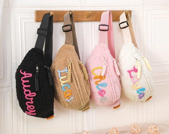 Personalized Toddler Purse,Custom Fluffy Waist Bag,Baby Name Gift,Kids Traveling Bag with Name,Custom Kids Waist Bag,Back to School Gift
