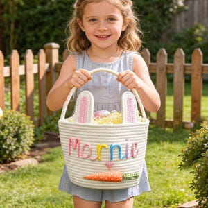 Personalisierter Osterkorb für Kinder, Benutzerdefinierter Name Osterhasenkorb, Babynamenkorb, Ostereisuche-Korb, Osterhaseneimer