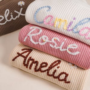 Embroidered Name Baby Sweater,Personalized Baby Name Knit Sweater,Custom Hand Embroidered Sweater,baby Jumper,Baby Gift,Nursery Gifts