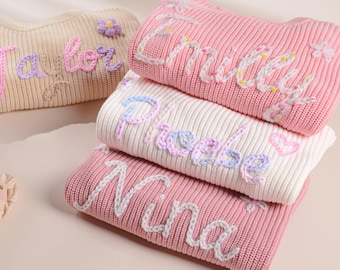 Custom Name Baby Sweater,Embroidered Baby Name Sweater,Hand Embroidery Sweaters,Custom Toddler Sweater,baby Jumper,Baby Gift,Christmas Gifts