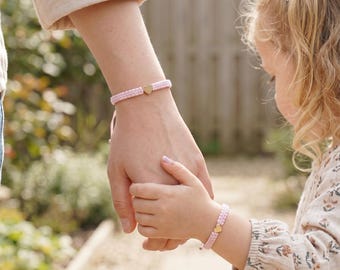 Mommy and Me Bracelets,First Day of School,Handmade Braided,Adjustable Set,Back-to-School Gift