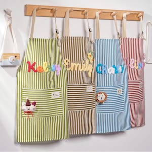 Custom Cooking Apron,Name Apron for Kids & Adults,Soft Fabric with Crochet Name,Ideal Unique Cooking Gift