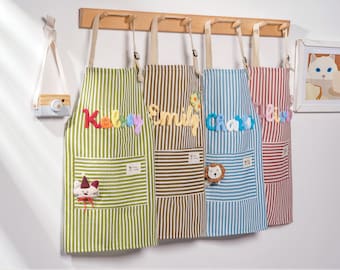 Custom Cooking Apron,Name Apron for Kids & Adults,Soft Fabric with Crochet Name,Ideal Unique Cooking Gift