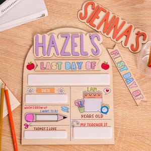 Personalized First And Last Day of School Sign, Customized Back to School Sign, Kindergarten 1st Day of School Sign, School Wooden Board