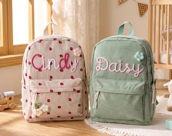 Personalized Name Corduroy Backpack,mini kid backpack,Back to School Gifts,Small/Large Sizes