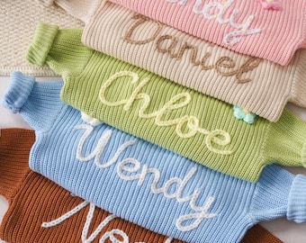 Custom Embroidered Baby Sweater,Personalized Knit Jumper,Newborn Crewneck Sweater
