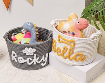 Personalized Dog Toy Basket, Custom Pet Toy Baseket, Dog Toy Storage Basket, Pet Name Gift Toy, New Puppy Gift, Pet Toy Storage for Dog Cat