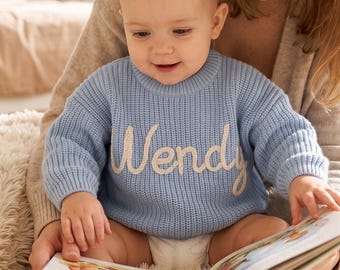 Custom Embroidered Name Baby Sweater,Cotton Toddler Gift