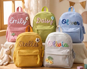 Personalized Corduroy Toddler Backpack,Preschool Kindergarten Bag,Back to School Gift,Boys & Girls，Small/Large Sizes
