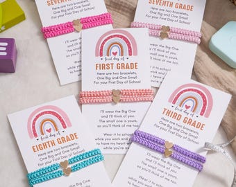 Back to School Bracelet Set,Mommy and Me Bracelets,First Day of School Gift,Adjustable Set