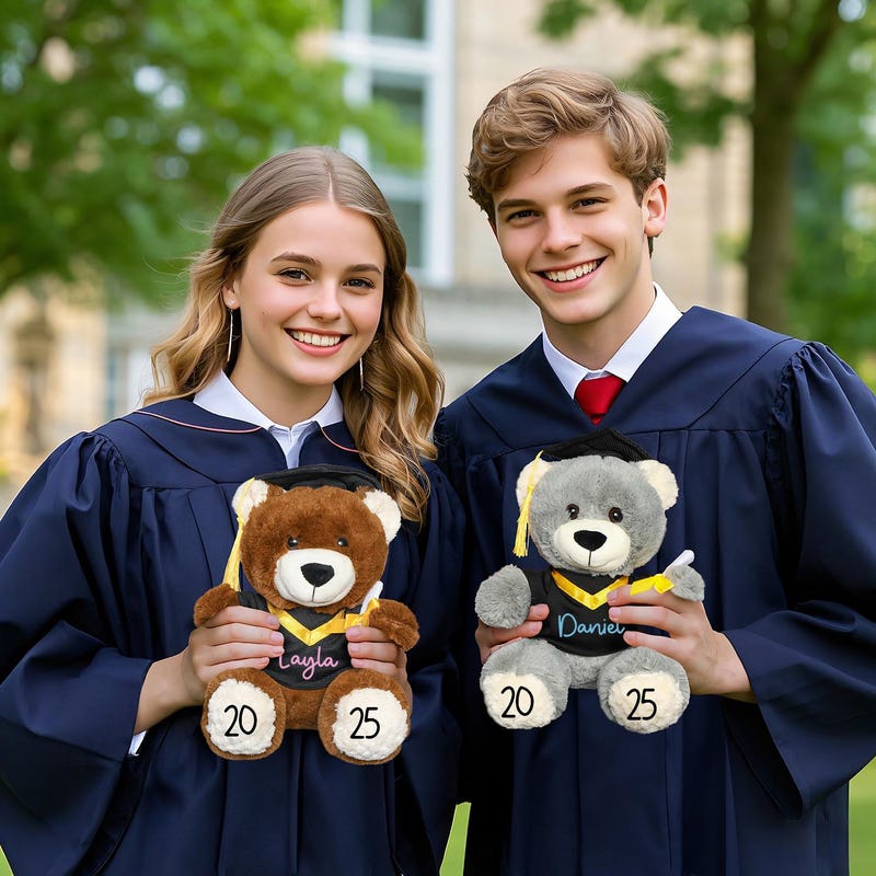 Plüschbär mit Doktorhut, Individueller Abiturbär 2025, Abiturgeschenk, Abiturgeschenk, Vorschulabschlussgeschenk, Geschenk für Absolventen
