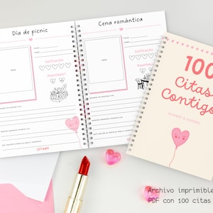 libro de 100 citas, archivo digital de 100 citas, agenda imprimible de citas, 100 citas juntos