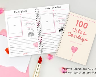 100 quotes book, 100 quotes digital file, printable appointment planner, 100 dates together