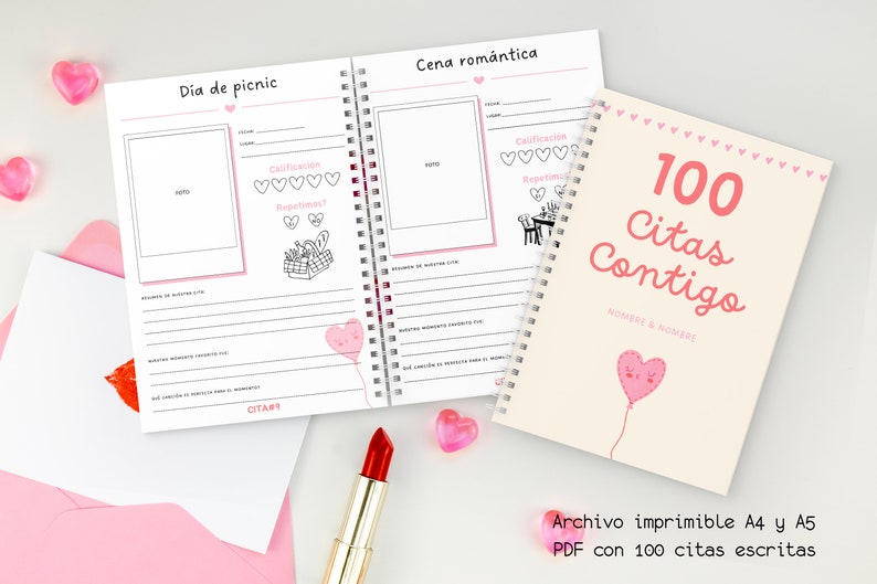 Libro de 100 citas, archivo digital de 100 citas, agenda imprimible de