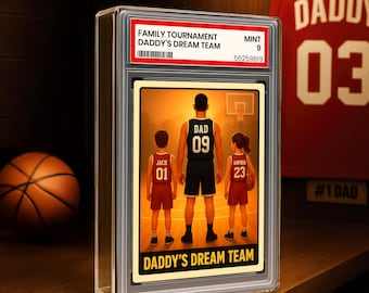 Basketball No.1 Dad Grandpa Man & Kids Trading Card Style Personalized Acrylic Block Plaque, Father's Day Sports, Custom Family Decor 0420