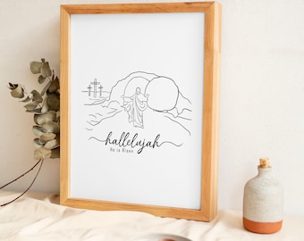 Halleluja Han är resin sgv, Jesus linjekonst från foto, Han är resin linjekonst, kristen linjekonst, Halleluja digital nedladdning, Jesus väggkonst
